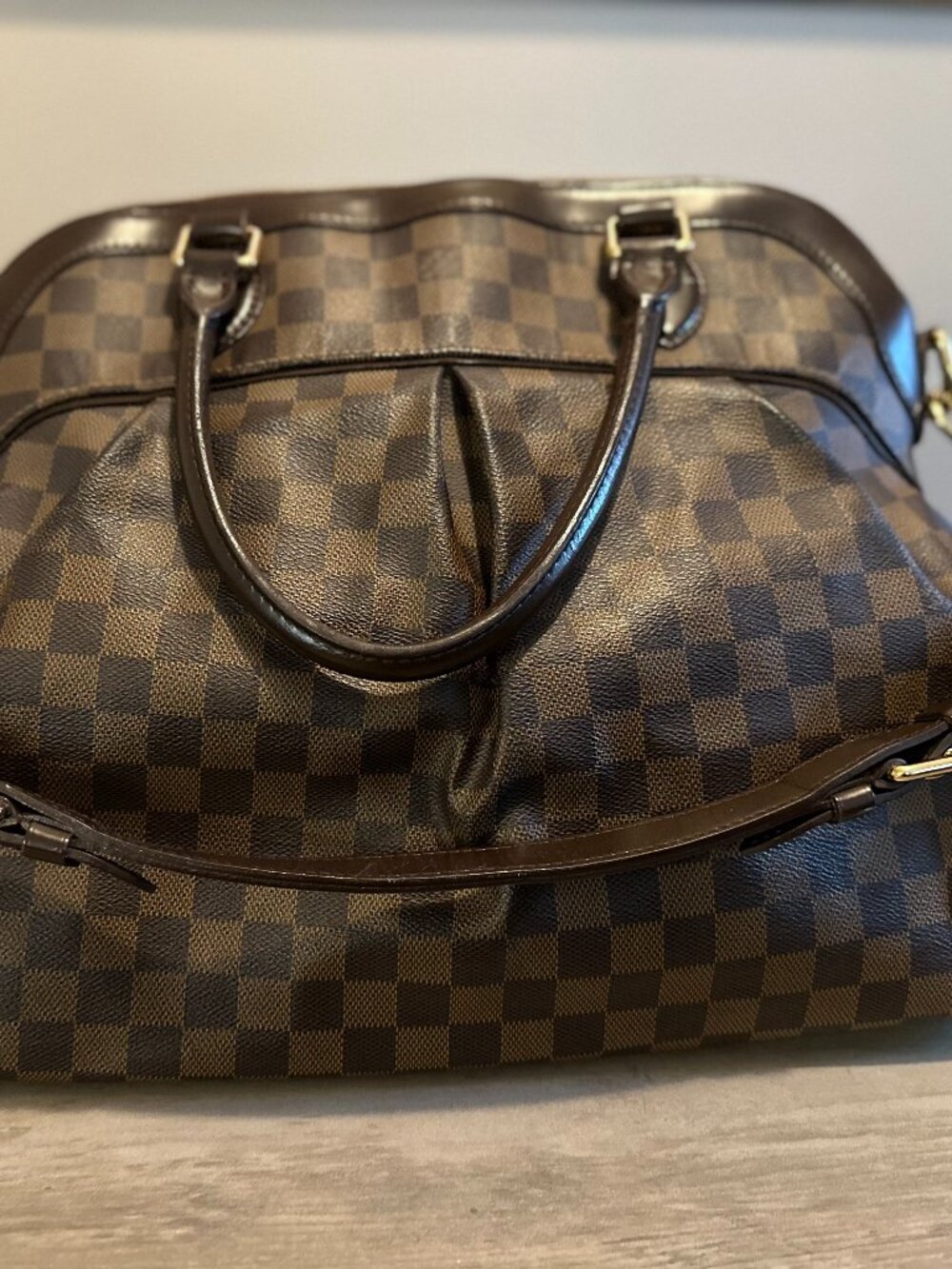 Louis Vuitton Trev GM Leather Canvas Shoulder Bag Vintage Damier Brown